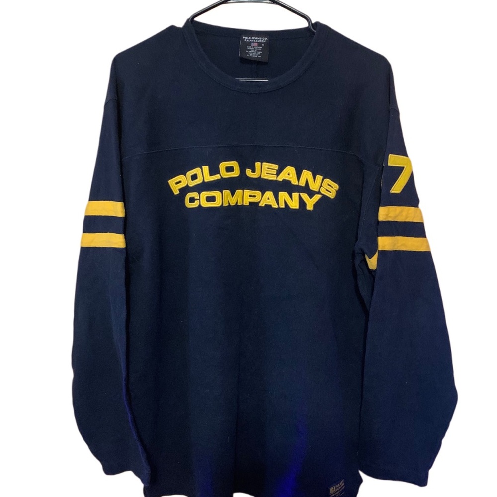 Vintage Polo Jeans company Ralph Lauren sweatshirt size Medium yellow and navy Y